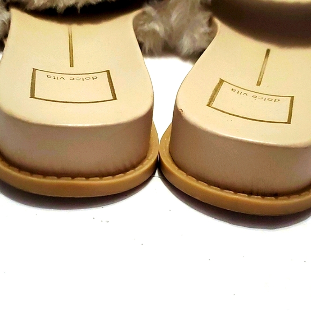 Dolce Vita Mochi Cream Fuzzy Comfy Soft Slip On Slide Sandals 9 - Picture 6 of 10